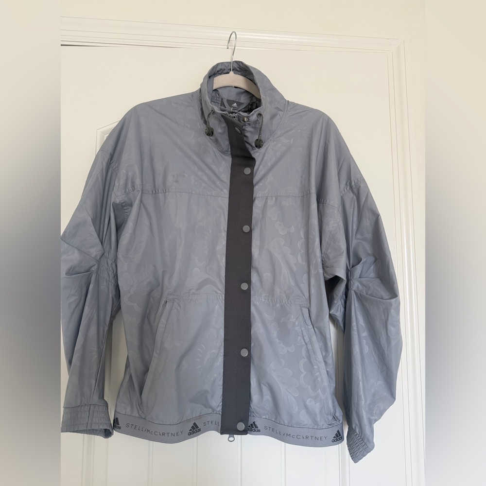 Stella McCartney x Adidas Polyester Gray Windbreaker Run Jacket Size Medium
